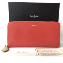 【新品】ポールスミス✨クラシックレザー ラウンド長財布 レッド ストライプ