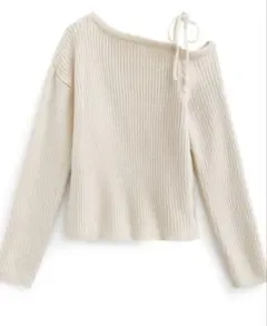 【新品未使用】GRL ワンショルダーリボンリブニットトップス th004