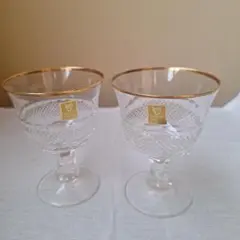 カガミクリスタル ゴールドリム ワイングラス 2個セット