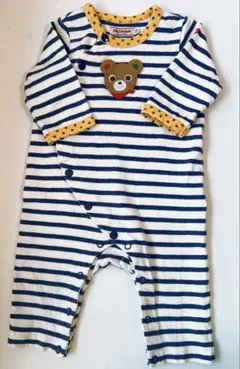 ミキハウス ストライプロンパース 70センチ　カバーオール　ロンパース　ベビー服