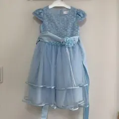水色の刺繍入りドレス 110cm