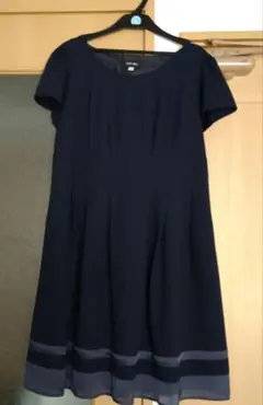 マタニティ　フォーマル　ワンピース　ネイビー Aライン 　授乳服