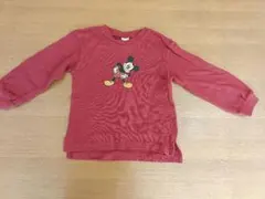 ミッキーマウス 赤 長袖カットソー 100cm
