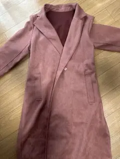 ロングコート フェイクスエード ピンク