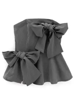 ダブルストラップリボンフレアトップス[tg814]