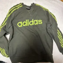 00’s adidas スウェットトレーナー センターデカロゴ カーキ Y2K