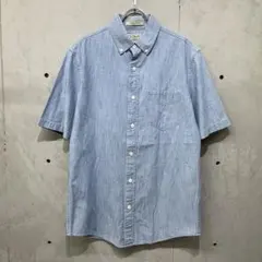希少 00s エルエルビーン マチ付き 半袖 インディゴ シャンブレー