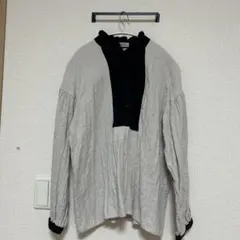 Samansa Mos2 フリル付き長袖シャツ グレー・ブラック