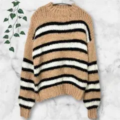 美品❣️ 太ボーダー ざっくりニット L マルチカラー ゆるだぼ 上品 大人女子