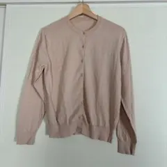 無印良品　UVカット強撚コットンクルーネックカーディガン　レディース長袖ピンク