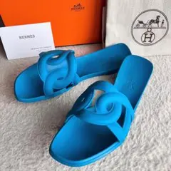 HERMES エルメス シェーヌダンクル アロハ サイズ34 ブルー ラバー