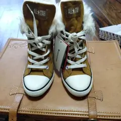 CONVERSE ALL STAR ファー付きヒールスニーカー