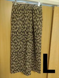 レオパード柄ロングスカート ゴム入りウエスト