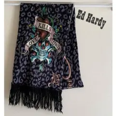 Ed Hardy エドハーディ y2k スカル と ハート マフラー 入手困難】エドハーディ y2k スカルハート刺繍 ポンチョ カーディガン