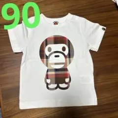 美品⭐️BAPE KIDS チェック柄 Tシャツ90cm正規品のサムネイル