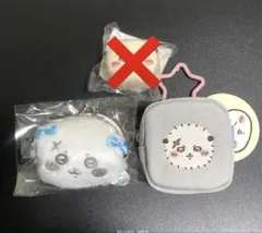 ちいかわ ラッコ　がまぐち リボン　カラビナ付き刺繍スクエアミニポーチ