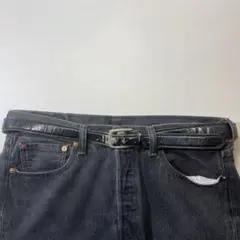 80s 90s Y2K 本革ヴィンテージブラックレザーベルト