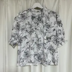 しまむら Hudson honey ボリュームスリーブ 花柄フラワー ブラウス