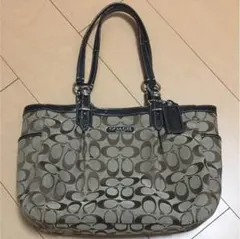 美品 COACH シグネチャー柄 バッグ ショルダーバッグ 黒 茶
