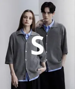 CLEL】/ ベーシック/スプレー 畦編み半袖ニットシャツカーディガン