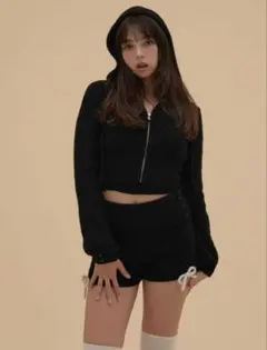 andmary Milk ribbon knit set up