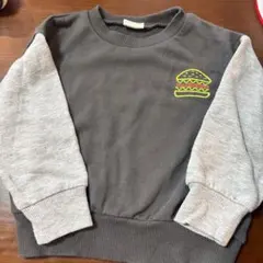 トレーナー 100サイズ ハンバーガー グレー キッズ 秋冬 長袖