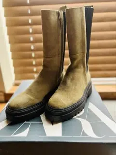 ZARA⭐︎オリーブグリーン サイドゴアブーツ⭐︎美品