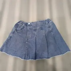 デニムブルー フレアスカート ショートパンツ付き