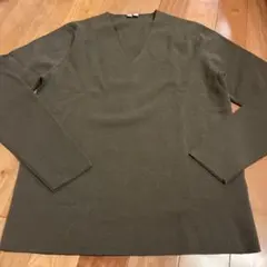 美品　UNIQLO U ミラノリブVネックセーター　L