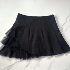プリーツミニスカート チュール付き ブラック GRL Lサイズ