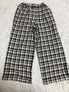 SISTER JENNI チェック柄ロングパンツ　ロゴ入り　ウエストゴム　150