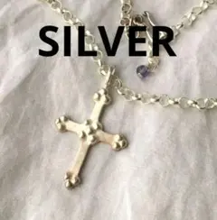 ヴィンテージ サファイア クロス シルバー ネックレス SILVER 十字架