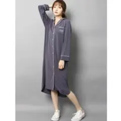 ジェラートピケ スクワランパイピングシャツドレス