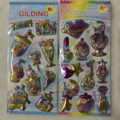 BIGシャカシャカシール・ぷっくりシール・キラキラスイーツシール2枚セット