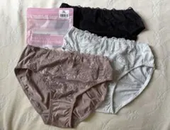 新品　トリンプ　3L レースデザインショー黒水色グレー　やや深ばき　3枚セット