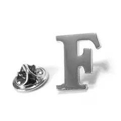 pin-0302　ラペルピン★ピンズ　F　アルファベット　英語　英字　シルバー