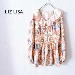 リズリサ 花柄ワンピース ピンク フリル襟 リボン 姫系 量産型 ガーリー 春