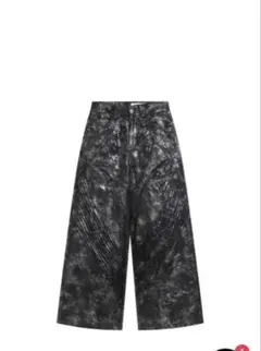 DND4DES フェイクレザーシワ加工パンツ　ワイドパンツ