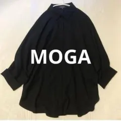 MOGA モガ BIGI ネイビー とろみ ノーカラー スキッパー シャツ - メルカリ