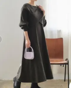 titivate デザインニットレイヤードワンピース