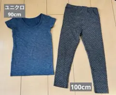 ユニクロ　こども　HEAT TECH ドット柄レギンスとTシャツセット