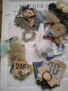 ●ハンドメイド●デニムリメイク＆革タグ4個セット0625●