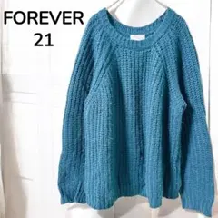 【フォーエバー21】ニット　セーター　長袖　ゆったり　カジュアル　グリーン　 L