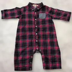 SHIPS　70cm　チェック柄ロンパース