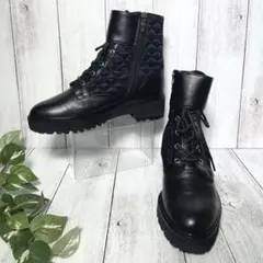 DIANA ダイアナ レースアップブーツ レザー ナイロン キルティング 厚底