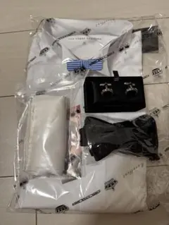 半額以下！美品 トリート 新郎 4点セット ドレスシャツ2L 蝶ネクタイ チーフ
