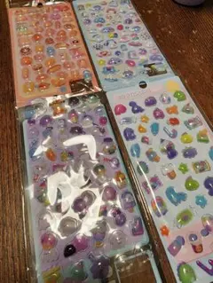 ぷくぷくシール ボンボンドロップ 立体シール 4シートセット