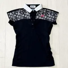 YONEX J140黒花柄 ポロシャツ スポーツウェア バドミントンテニスゴルフ