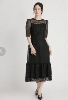 【着用2回】セルフォード　フィッシュテールレースワンピース　32