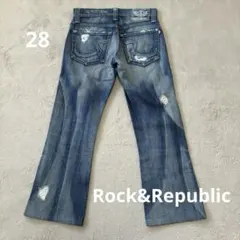ロック&リパブリック フレアデニム 28 ブルー Y2K 刺繍 鬼ヒゲ 平成のサムネイル